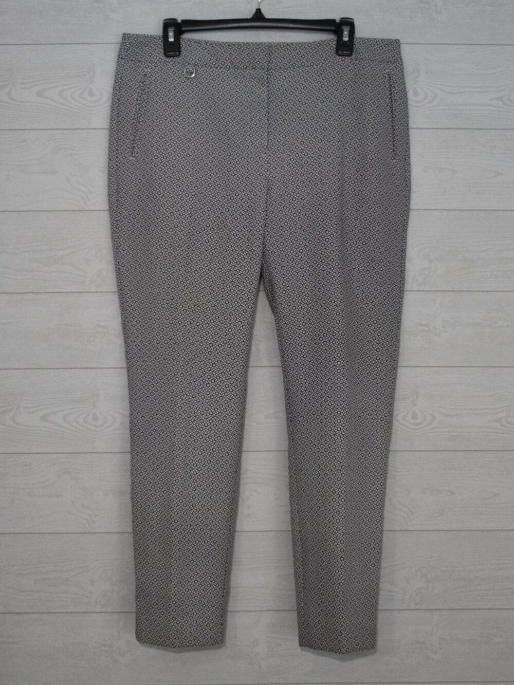 Adrianna Papell Black White Geometric Print Ankle Pants Size 12